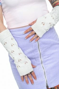 My Violet Shabby Heart Arm Warmers - White