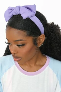 My Violet Puffy Bow Headband - Lavender