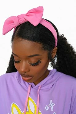 My Violet Puffy Bow Headband - Pink
