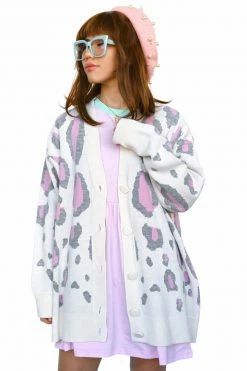 My Violet New Arrivals SAMPLE Snow Leopard Cardigan Sweater O/S