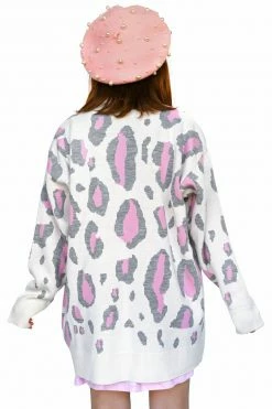 My Violet New Arrivals SAMPLE Snow Leopard Cardigan Sweater O/S