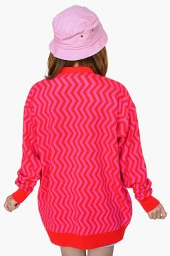 My Violet SAMPLE Pink And Red Zig Zag Cardigan O/S