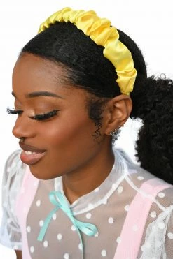 My Violet Satin Scrunch Headband - Yellow