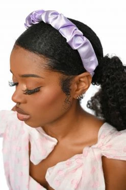 My Violet Accessories Satin Scrunch Headband - Lavender