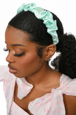 My Violet Accessories Satin Scrunch Headband - Mint