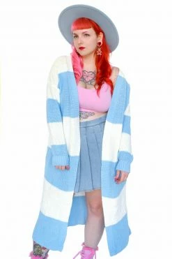 My Violet New Arrivals SAMPLE Sky Blue Stripe Duster Sweater O/S