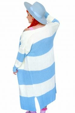 My Violet New Arrivals SAMPLE Sky Blue Stripe Duster Sweater O/S