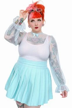 My Violet Sheer Frills Blouse - Baby Blue MV Originals