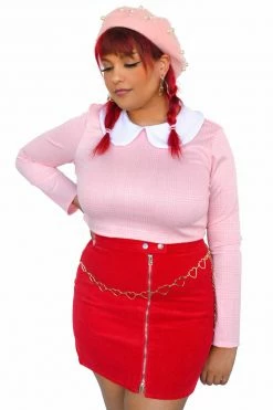 My Violet Debbie Long Sleeve Crop Top - Pink MV Originals