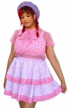 My Violet IMPERFECT SAMPLES Heather Hearts And Dots Ruffle Skirt - FINAL SALE