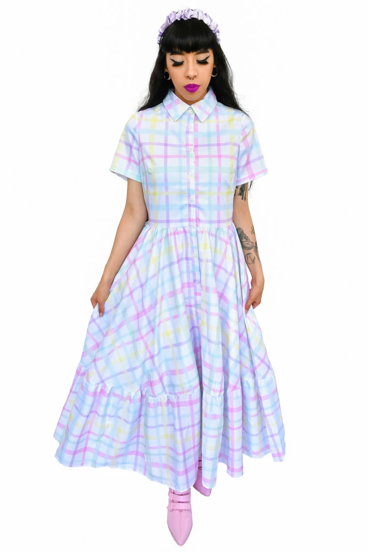 My Violet Rue Rainbow Plaid Maxi Dress