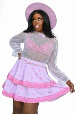 My Violet IMPERFECT SAMPLES Heather Hearts And Dots Ruffle Skirt - FINAL SALE