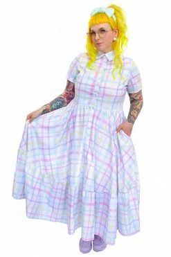 My Violet Rue Rainbow Plaid Maxi Dress