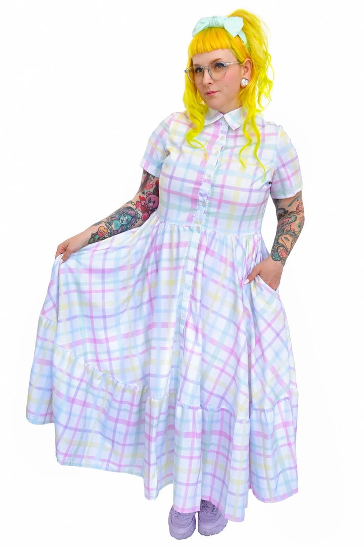My Violet Rue Rainbow Plaid Maxi Dress