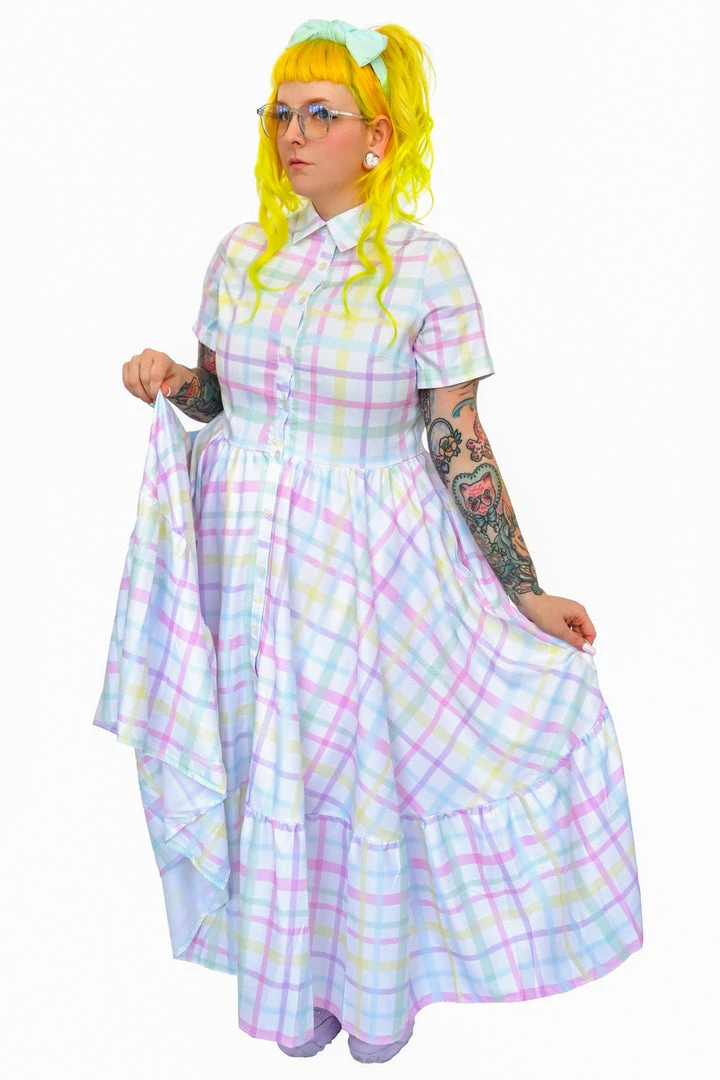 My Violet Rue Rainbow Plaid Maxi Dress