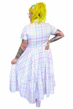 My Violet Rue Rainbow Plaid Maxi Dress