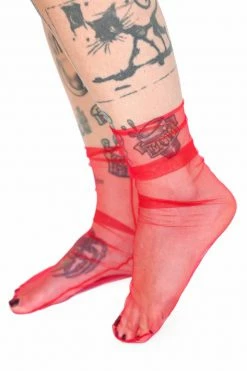 My Violet Mesh Socks - Red