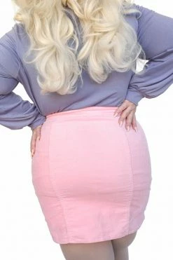 My Violet Zip Up Corduroy Skirt - Pink