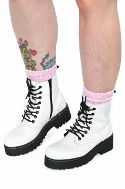 My Violet New Arrivals Soft White Combat Boots