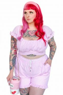Sweet Generis Pink Picnic Ruffle Shorts
