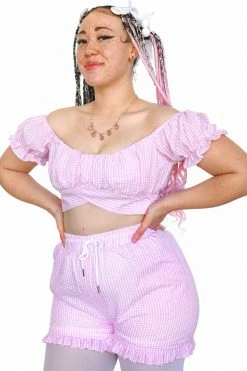 Sweet Generis Pink Picnic Ruffle Shorts