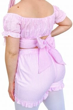 Sweet Generis Pink Picnic Ruffle Shorts