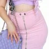 My Violet Zip Up Corduroy Skirt - Pink