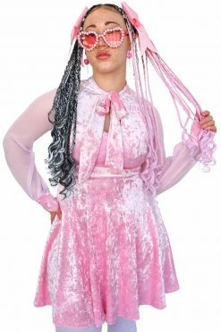 My Violet MV Originals Holly Pink Velvet Dress