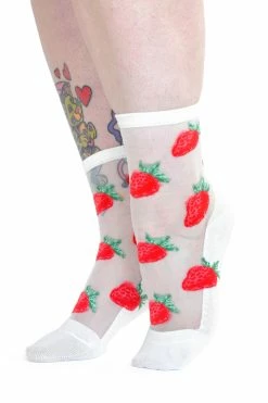 My Violet New Arrivals Sheer Strawberry Socks