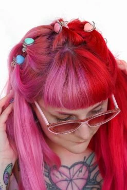 My Violet Pastel Heart Hair Clips