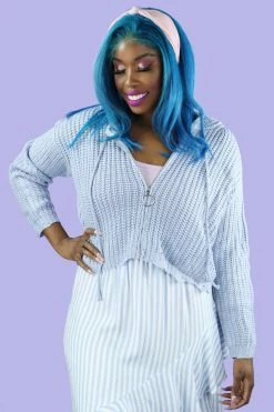 My Violet Cropped Divine Sweater- Sky Blue