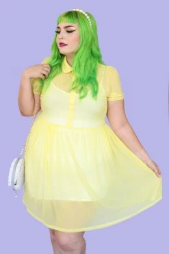 My Violet MV Originals Courtney Mesh Babydoll Dress - Yellow