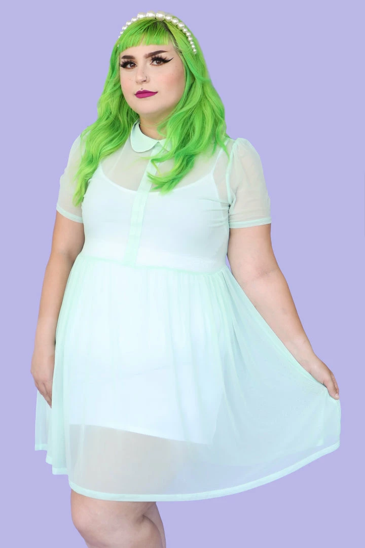 My Violet MV Originals Courtney Mesh Babydoll Dress - Mint (XS Left!)