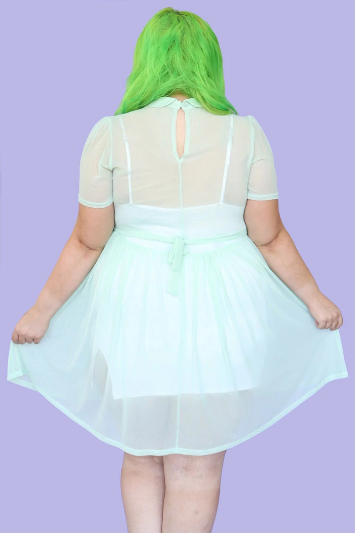 My Violet MV Originals Courtney Mesh Babydoll Dress - Mint (XS Left!)