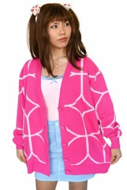 My Violet SAMPLE Pink Windows Cardigan Sweater O/S