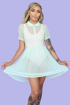 My Violet MV Originals Courtney Mesh Babydoll Dress - Mint (XS Left!)